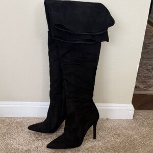 Over the knee black suede boots